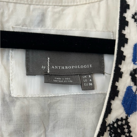 Anthropologie | Sweetheart Embroidered White and Blue Mini Dress - Picture 6 of 9